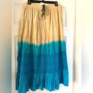 NWT Linear Tie Dye Boho Tiered Skirt Size L